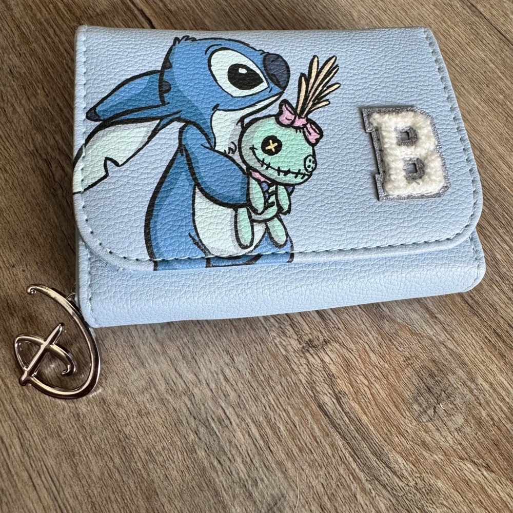 Disney Stitch Primark Light Blue Trifold Wallet Initial B Scrump Lilo & Stitch